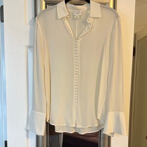 Club Monaco Silk Cream Button-Front Blouse